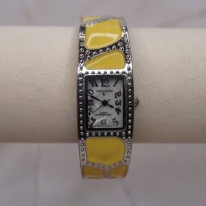Women's Vellaccio Silver Cuff Watch with Yellow Accents and White Face